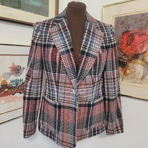 Vintage Evan Picone 1970's Plaid Wool Blazer